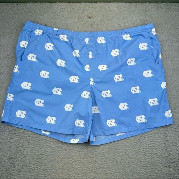 Columbia UNC Swim Trunks Mens 6X Blue Tar Heels Nylon Lined Beach Summer Casual - Picture 1 of 15
